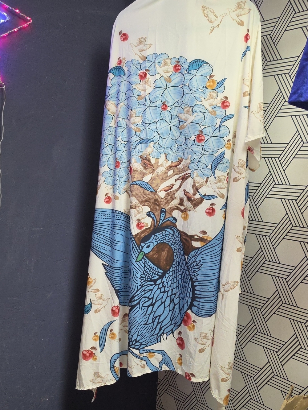 Blue Peacock Print Robe/Duster - Picture 1 of 3